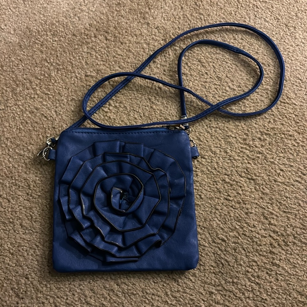 Blue Flower Crossbody Purse